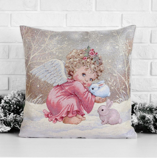 Декоративная наволочка "Гобелен" Ангел и зайчик Девочка 45*45 (±2) см
