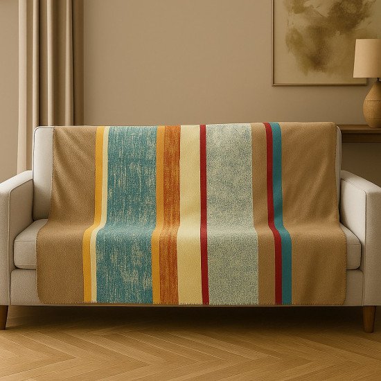 Плед "Pappel" Cotton 22125B голубой/бежевый 150*200 см