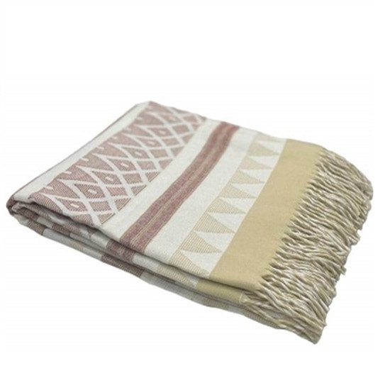 Плед "Paters" Орнамент с кашемиром белый-бежевый-терракотовый 150*200 см