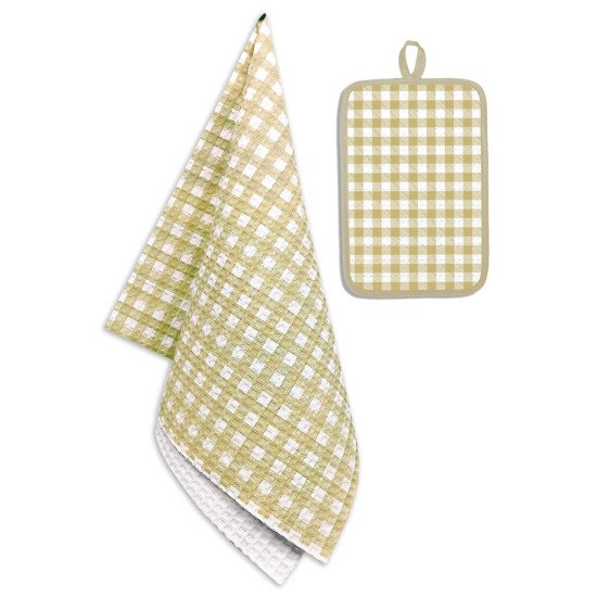 Комплект для кухни 2 предмета "Гранд Стайл" клетка олива 35*60 см , 14*22 см