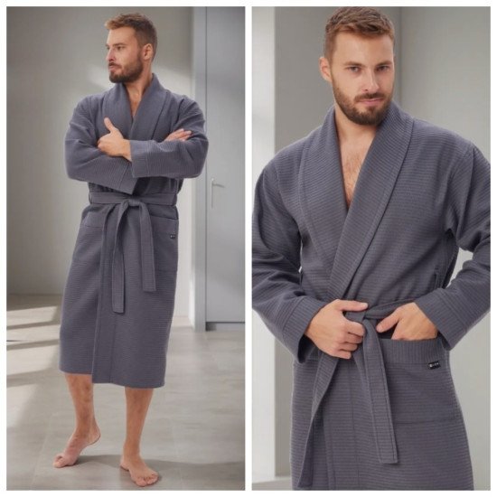 Халат мужской вафельный "Vien" Liberty grey 56 (4XL)
