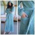 Халат женский махровый "Vien" Eco Cotton с капюшоном aquamarine  46 (M)