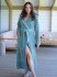 Халат женский махровый "Vien" Eco Cotton с капюшоном aquamarine  46 (M)
