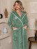 Халат женский велюровый "Vien" Juliette с капюшоном полынь 54 (3XL)